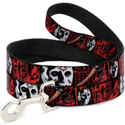 Dog Leash - FRIDAY THE 13th/Jason Mask4/Axe Blood Splatter Black/Red/White