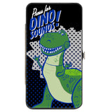 Hinged Wallet - Toy Story Rex Pose PRESS FOR DINO SOUNDS! Halftone Black Blues White