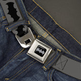 Batman Black Silver Seatbelt Belt - Bat Logo Transitions Gray/Black Webbing