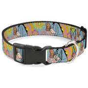 Plastic Clip Collar - Winnie the Pooh Eeyore Butterfly Pose Floral Collage Blue/Pinks/Yellows