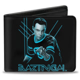 Bi-Fold Wallet -Sheldon BAZINGA! Black Blue Glow