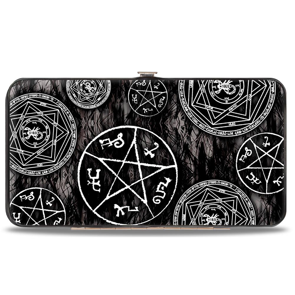 Hinged Wallet - Supernatural Devil's Trap Pentagrams Grays Black White