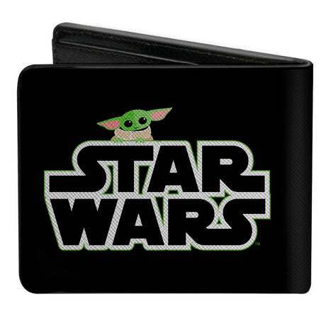 Bi-Fold Wallet - STAR WARS The Child Peeking Logo Black Green White