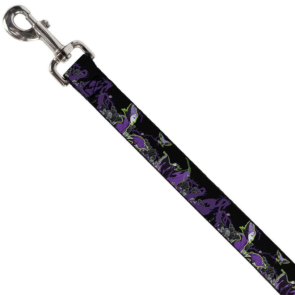 Dog Leash - Maleficent & Diablo Black Roses/Purples