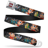 The Adventures of Jimmy Neutron Logo Full Color Red/Blues Seatbelt Belt - Jimmy Neutron Gadget Poses/Goddard Webbing