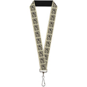 Lanyard - 1.0" - Jack Sparrow's Flag Skull Icon Badge Cream Black