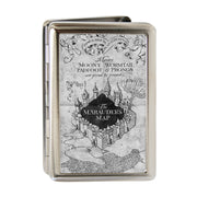 Business Card Holder - LARGE - Hogwarts School THE MARAUDER'S MAP Brushed Silver Black