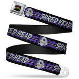 Classic TMNT Logo Full Color Seatbelt Belt - Shredder Head SHRED HEAD/Stripe Black/Purple/Gray Webbing