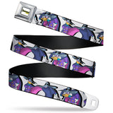 DARKWING DUCK Logo Full Color White/Yellow/Black Seatbelt Belt - Darkwing Duck 3-Poses White Webbing