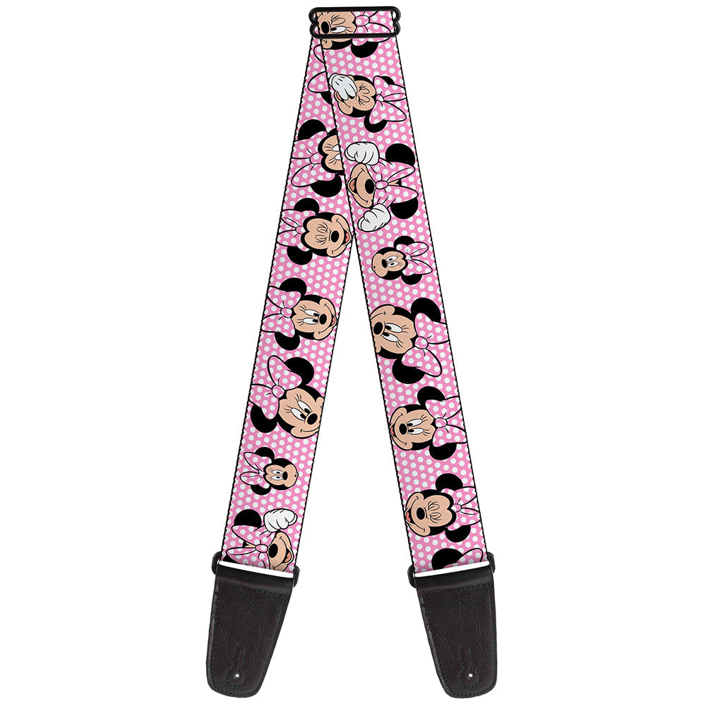 Guitar Strap - Minnie Mouse Expressions Polka Dot Pink White