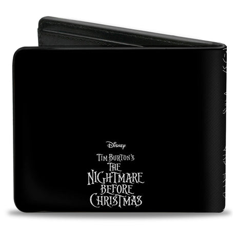 Bi-Fold Wallet - The Nightmare Before Christmas Character Doodles Black White