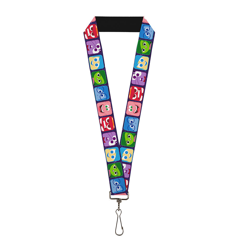 Lanyard - 1.0" - Inside Out 6-Character Expression Blocks Purple Multi Color