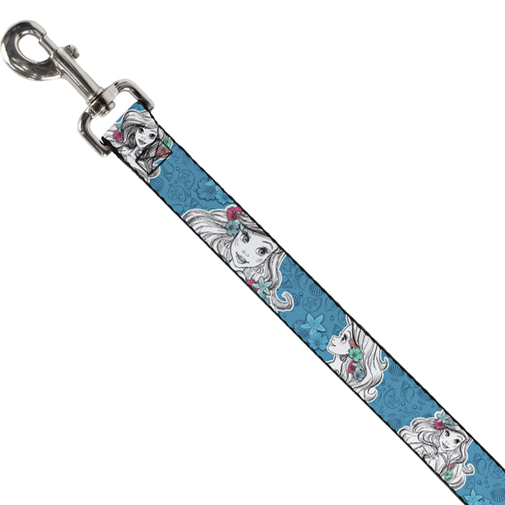 Dog Leash - Ariel Poses/Shells Sketch Blue/White