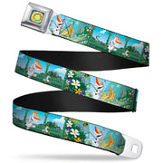 Frozen Sun2 Full Color Royal Blue Yellows Seatbelt Belt - Olaf Garden Scenes Webbing