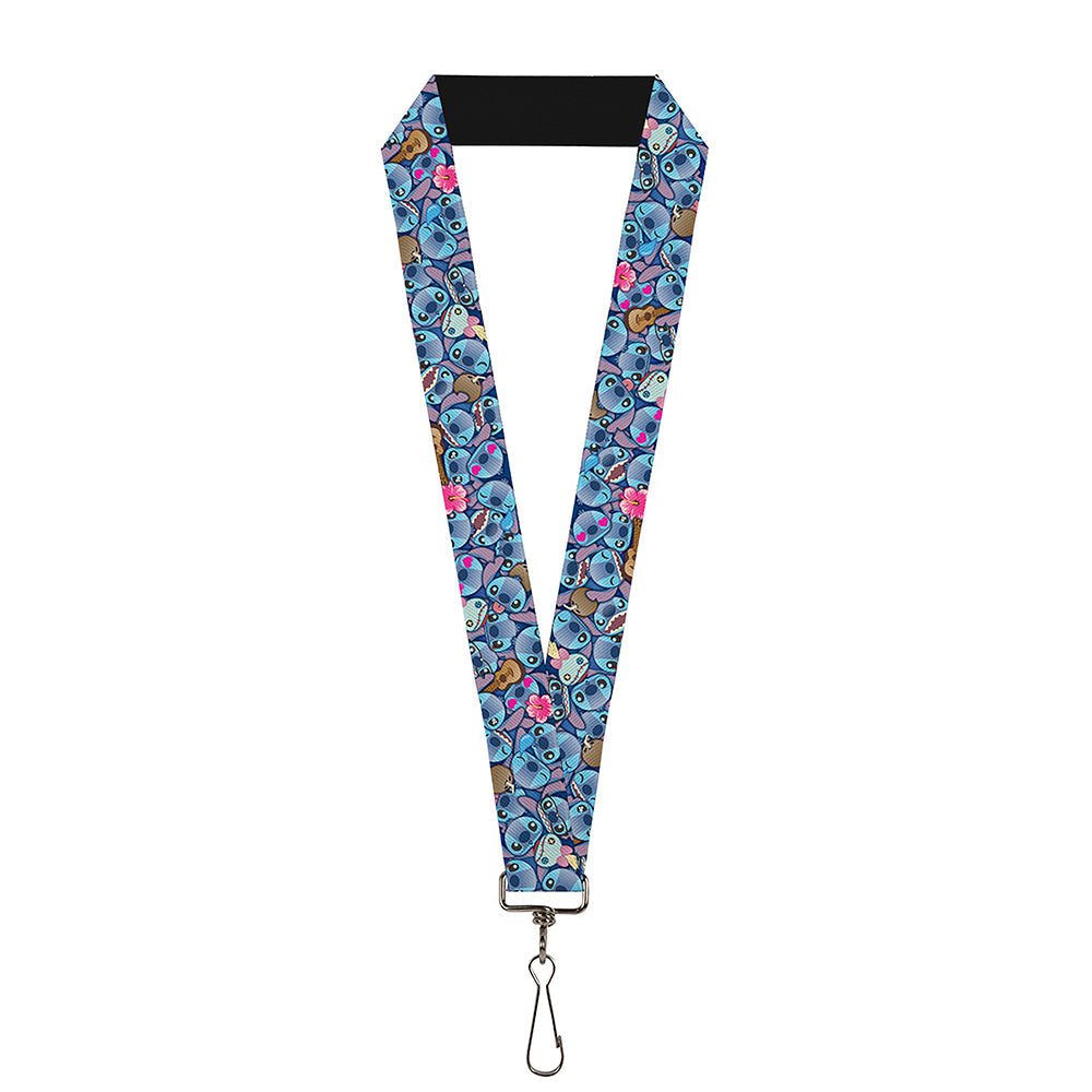 Lanyard - 1.0" - Stitch Expressions Hibiscus Flower Ukulele Stacked Blues