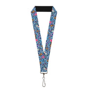 Lanyard - 1.0" - Stitch Expressions Hibiscus Flower Ukulele Stacked Blues