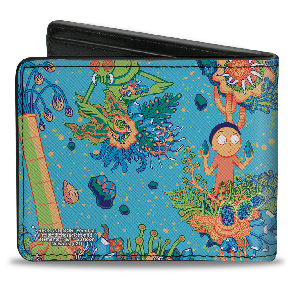 Bi-Fold Wallet - Rick and Morty Botanical Garden Collage Blue