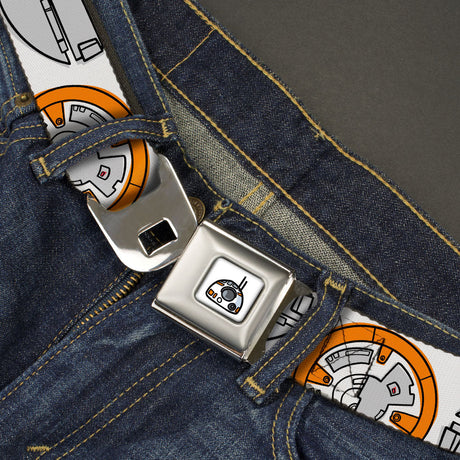 Star Wars BB-8 Head Full Color White/Black/Grays/Orange Seatbelt Belt - Star Wars BB-8 Bounding Parts White/Black/Grays/Orange Webbing