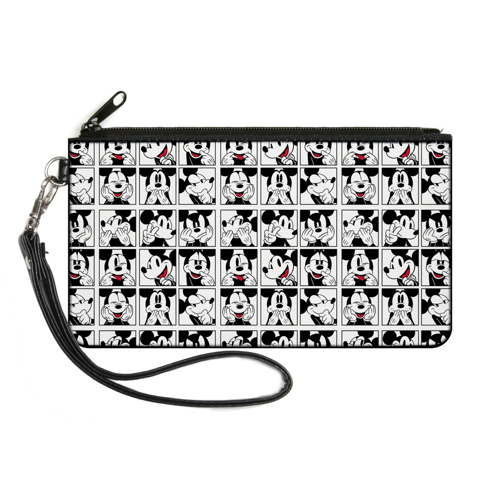 Canvas Zipper Wallet - SMALL - Mickey Mouse Expression Blocks White Black Red