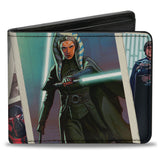 Bi-Fold Wallet - Star Wars The Mandalorian Ahsoka Cartoon Scenes Stacked