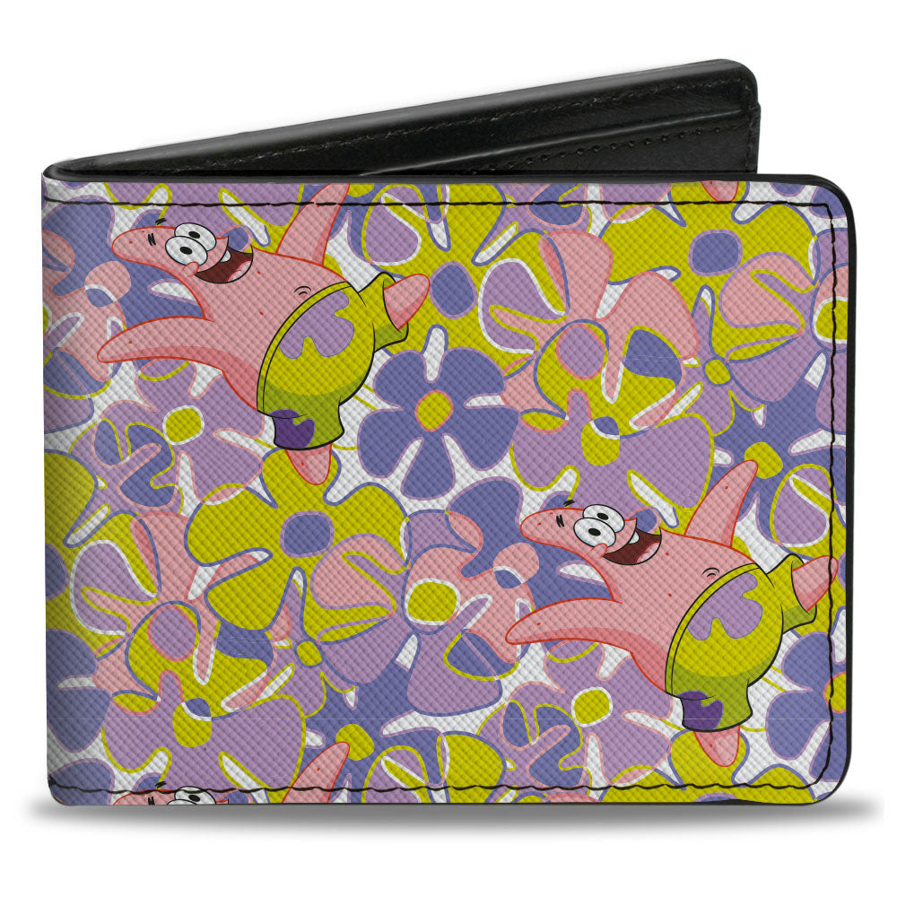 Bi-Fold Wallet - SpongeBob SquarePants Patrick Starfish Sea Flowers Pose Collage Multi Color