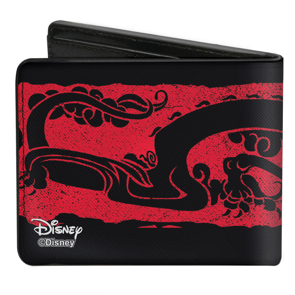 Bi-Fold Wallet - Mulan Dragon Block Print Black Red Black