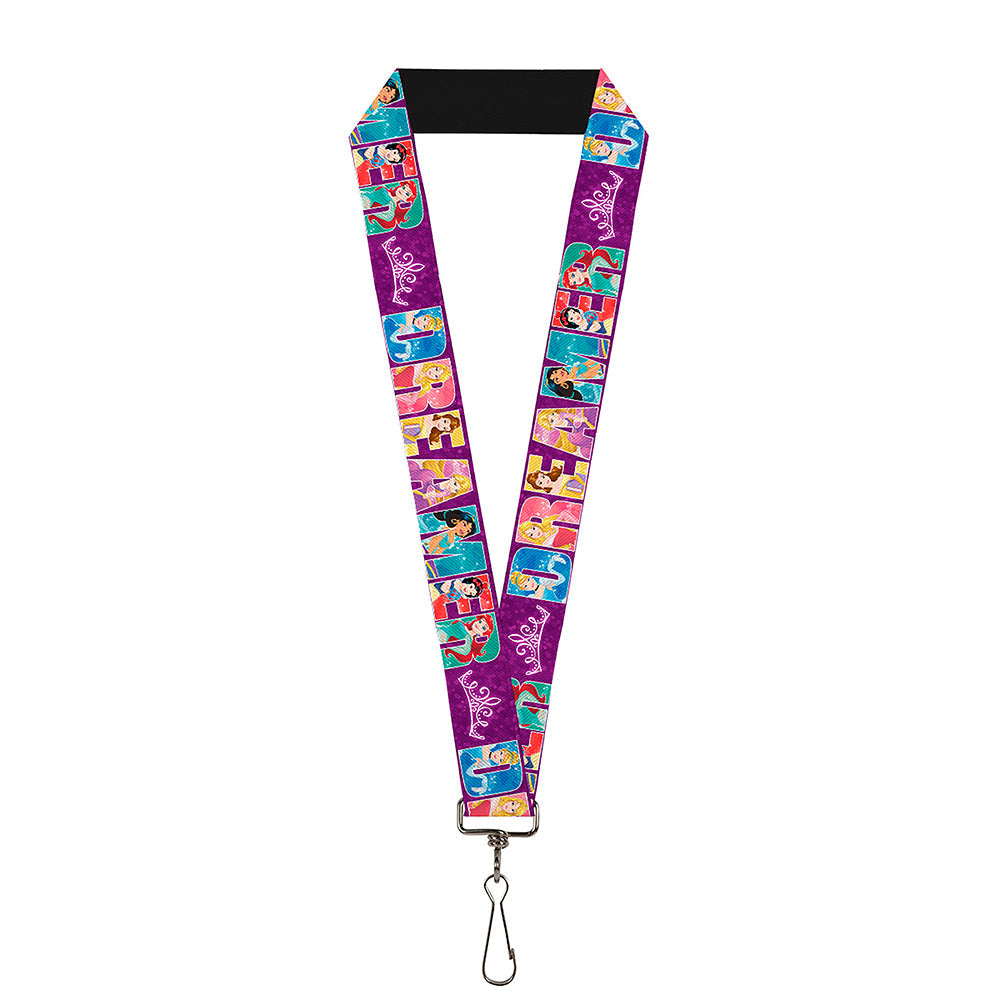 Lanyard - 1.0" - Disney DREAMER 7-Sparkling Princesses Tiara Purple White