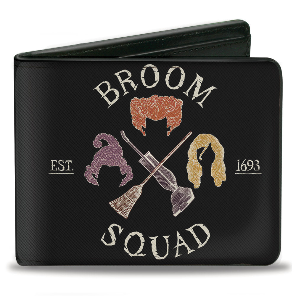 Bi-Fold Wallet - Hocus Pocus Sanderson Sisters BROOM SQUAD Crest Black White Multi Color