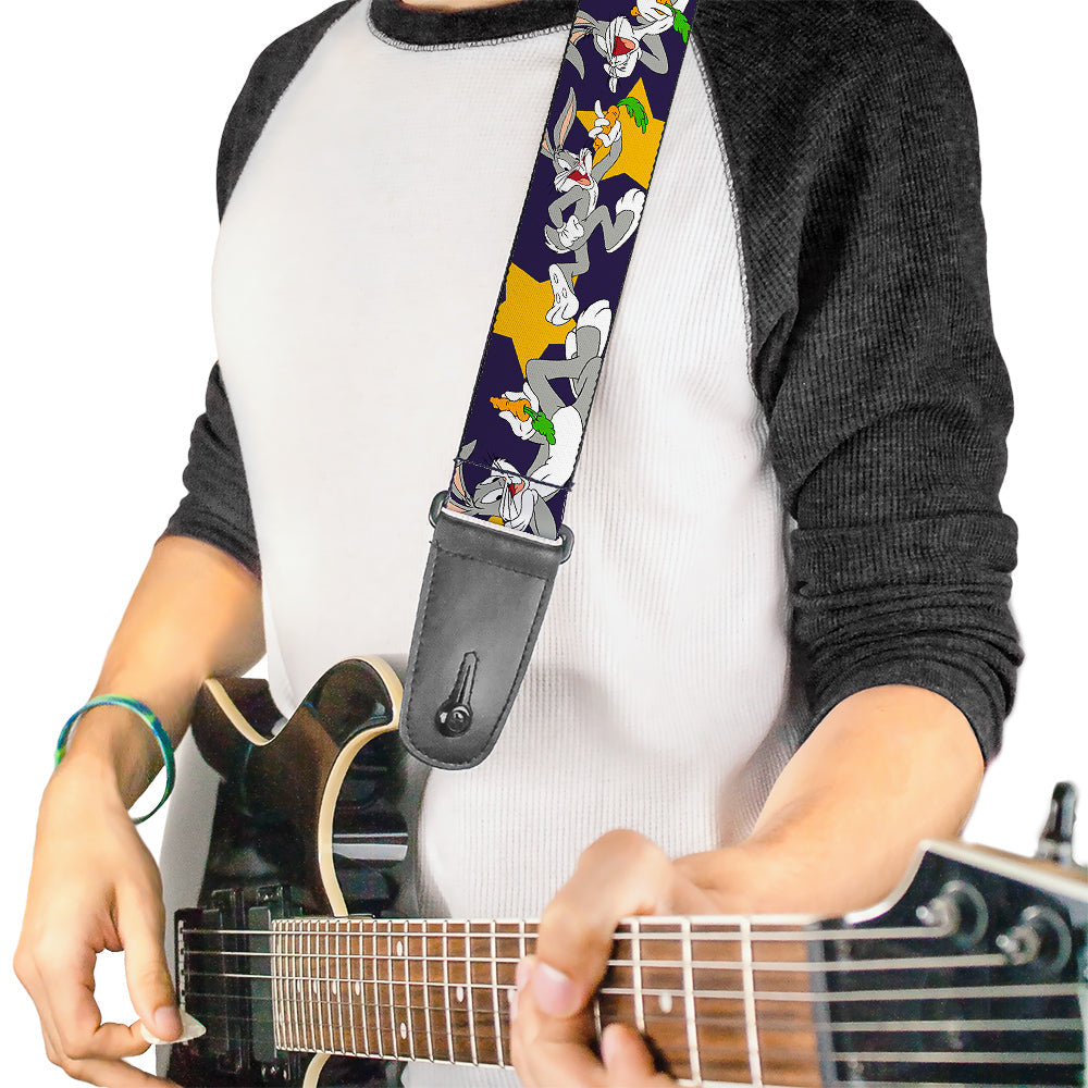 Guitar Strap - Bugs Bunny Poses Stars Navy