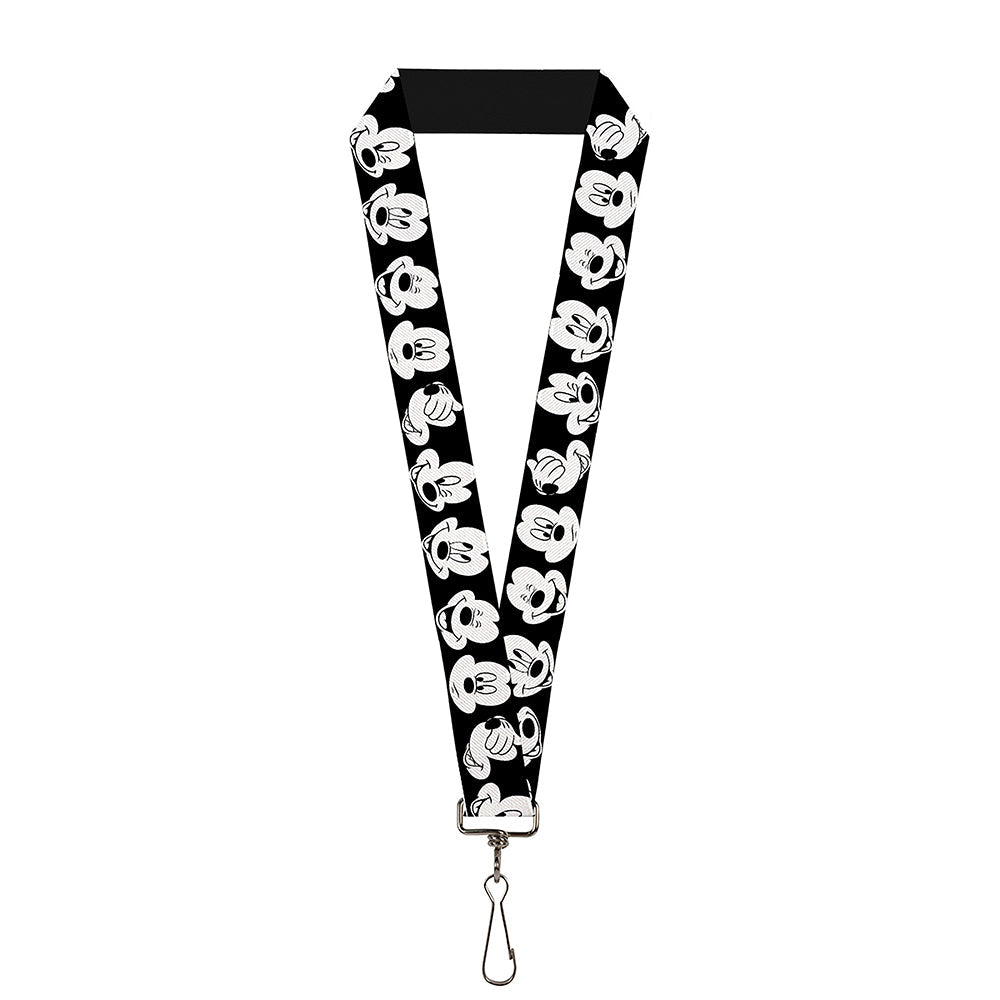 Lanyard - 1.0" - Mickey Mouse Expressions C U Black White