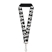 Lanyard - 1.0" - Mickey Mouse Expressions C U Black White