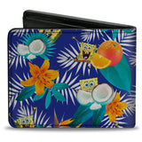 Bi-Fold Wallet - SpongeBob Poses Tropical Orange and Coconut Collage Blues