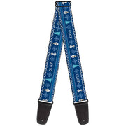 Guitar Strap - Olaf Snowflakes Stitch Blues White