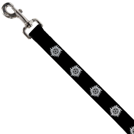 Dog Leash - Winchester Pentagram Repeat Black/White