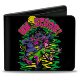 Bi-Fold Wallet - Scooby-Doo Monsters Chasing Shaggy UH SCOOB! Pose Green Yellow Pink