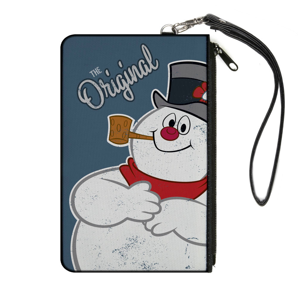 Canvas Zipper Wallet - SMALL - Frosty the Snowman THE ORIGINAL Smiling Pose Blue