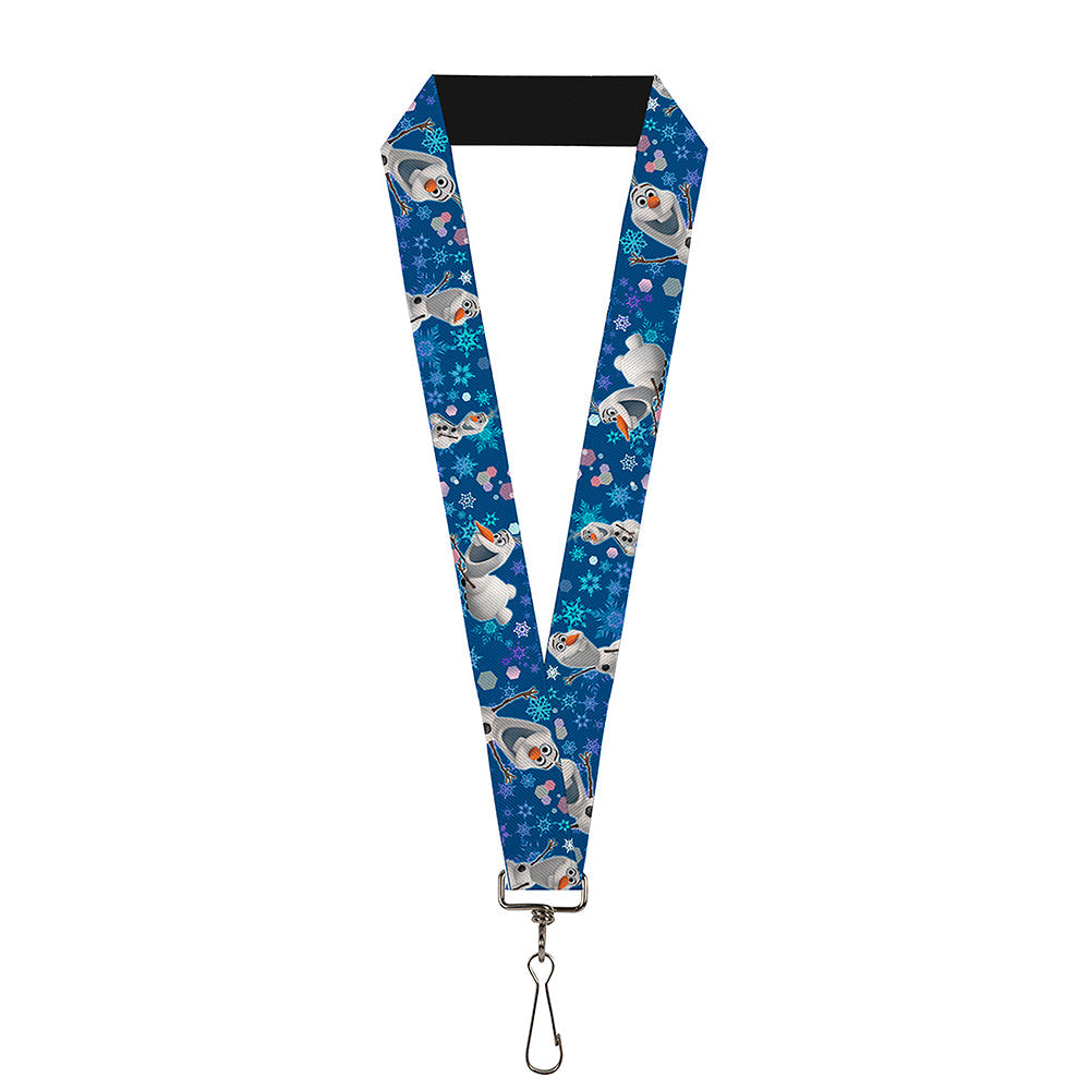 Lanyard - 1.0" - Frozen Olaf Poses Snowflakes Blues