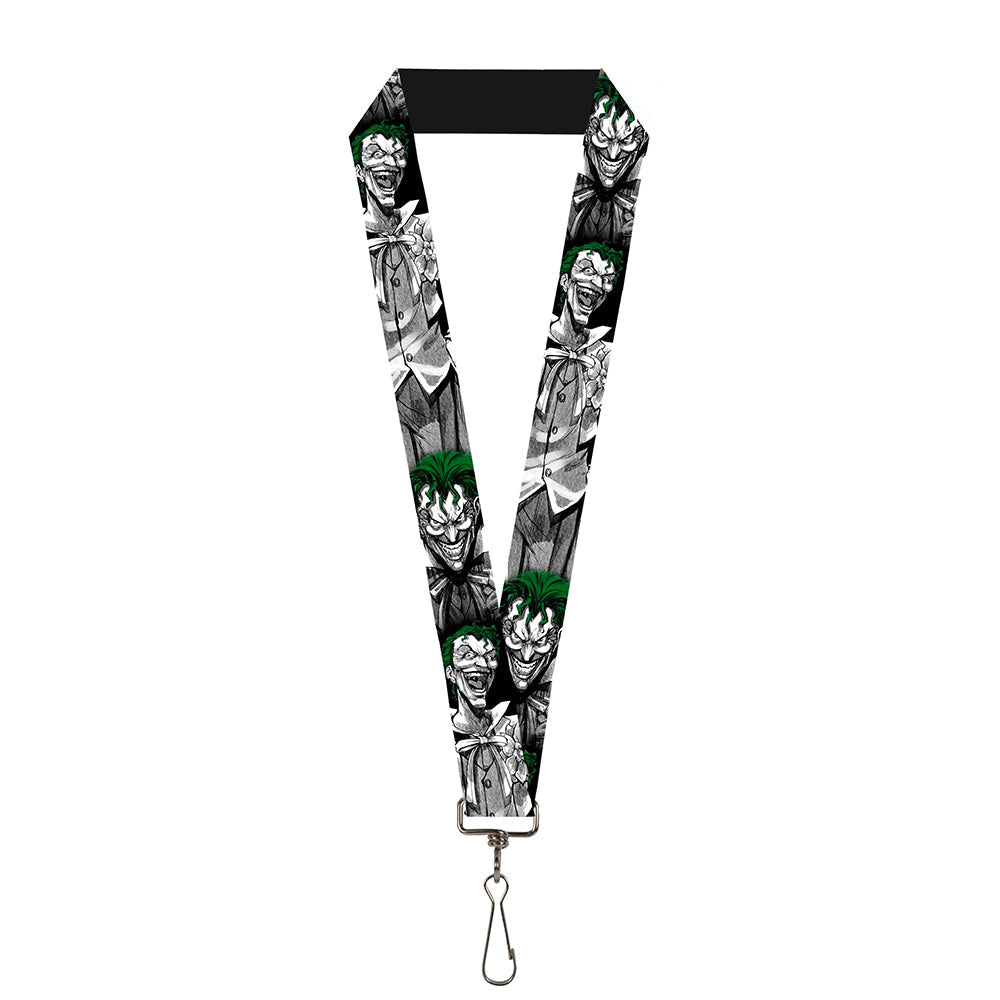 Lanyard - 1.0" - Joker Laughing Poses Black White Green