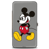 Hinged Wallet - Nerdy Mickey Mouse Arms Crossed + Walking Poses Gray