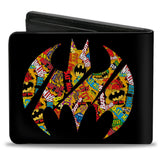 Bi-Fold Wallet - Bat Signal Black Multi Color Logos Stacked