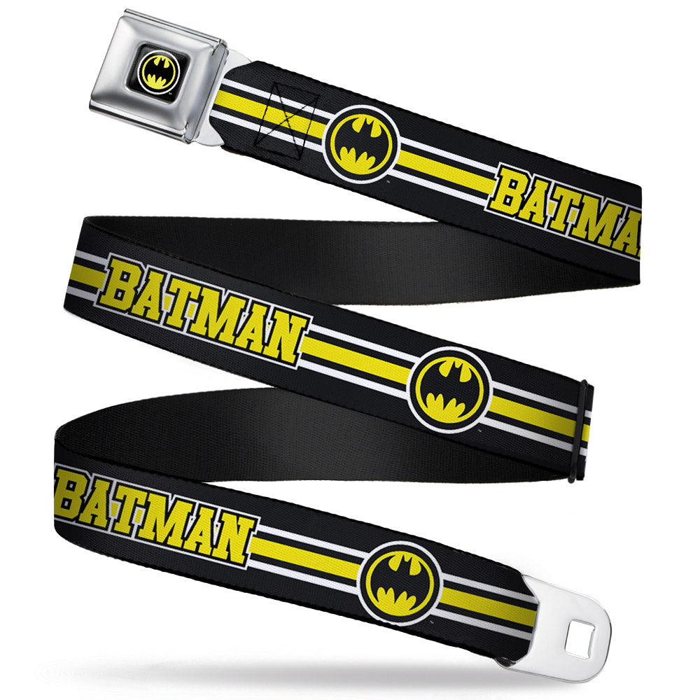 Bat Signal Full Color Black White Yellow Seatbelt Belt - BATMAN/Bat Signal Triple Stripe Black/White/Yellow Webbing