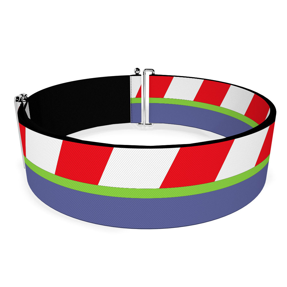 Cinch Waist Belt - Toy Story Buzz Lightyear Bounding Striping Red White Green Purple