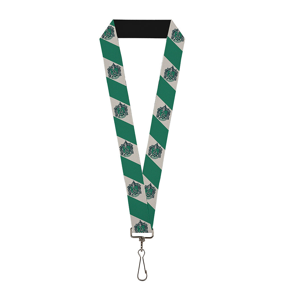 Lanyard - 1.0" - SLYTHERIN Crest Diagonal Stripe Gray Green