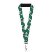 Lanyard - 1.0" - SLYTHERIN Crest Diagonal Stripe Gray Green