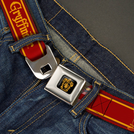 Gryffindor Crest Full Color Black/Gold Seatbelt Belt - GRYFFINDOR & Crest Stripe Reds/Gold Webbing