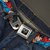 Superman Black Silver Seatbelt Belt - Superman Metropolis Face-Off Webbing