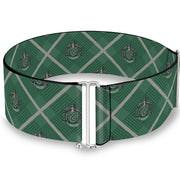 Cinch Waist Belt - Harry Potter Slytherin Crest Plaid Greens Gray