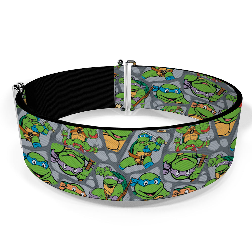 Cinch Waist Belt - Classic TMNT Expression & Pose Turtle Shell Collage Lavender