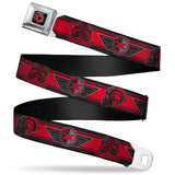 Star Wars Galactic Empire Insignia Split Full Color Black/Red/Gray Seatbelt Belt - Star Wars Galactic Empire Badge/TIE Fighter Pilot Turns Black/Red/Grays Webbing