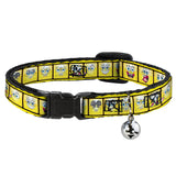 Cat Collar Breakaway with Bell - SpongeBob 10-Expressions Filmstrip Yellows Black White